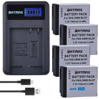 Batmax 4pc DMW-BLH7 DMW-BLH7PP DMW-BLH7E Battery+LCD USB Charger for Panasonic Lumix DMC-GM1 GM1 DMC-GM5 GM5 DMC-GF7 GF7 DMC-GF8