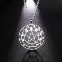 Dawapara 12 Constellations Zodiac Pentagram Pendant Necklace Witchcraft Astrology Stainless Steel Necklace Talisman Jewelry