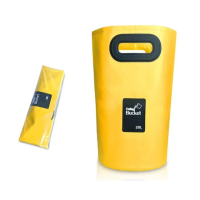 【Bill Case】實用輕便摺疊式20公升大容量多用途水桶袋-熱力黃(平穩不易倒 收納不佔空間)