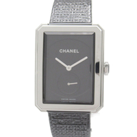 【二手名牌BRAND OFF】CHANEL 香奈兒 Boyfriend Tweed 黑色錶盤 自動上鍊腕錶 H5201