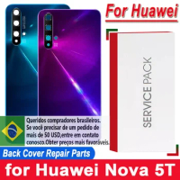 New Back Housing For Huawei Nova 5T Back Battery Cover Rear Glass Door Panel Case Battery Cover with Camera Lens