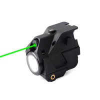 Rail Mini Tactical Hunting 2 in 1 Flashlight And Green Dot Laser Sight Armas Military Lazer Pen For Glock 19 17 Accessories