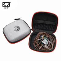 KZ Case Earphone Box Bluetooth Headset Case Square Portable Compression Headset Storage Case EVA Zipper Bag With LOGO Black