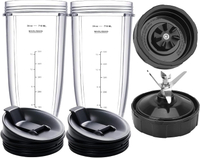 2 Packs Ninja Blender Cups &7 Fins Ninja Blender Blade Replacement Compatible with BN401 BN751 BN801