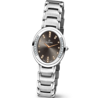 TITONI 梅花錶 官方授權 優雅伊人系列 魅力典雅橢圓形時尚腕錶-灰黑色-女錶(TQ42921S-DB-532R)30mm