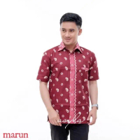 Kemeja Hem Dewasa Motif Jumputan Batik Printing Pria Pendek Pasti Ori