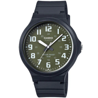 【CASIO】簡約指針設計時尚錶-墨綠x白數字(MW-240-3B)