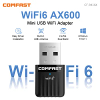 Mini Wifi 6 Adaptador USB AX600 Wi Fi Adapter 802.11ax Driver Free 5ghz+2.4ghz Wireless Dongle for PC Laptop Win 7/10/11