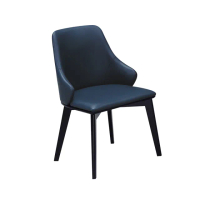 【柏蒂家居】達科工業風藍色皮革坐墊餐椅/休閒椅(單椅)