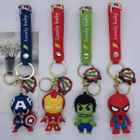 4 Styles Super Heroes Legends Captain America Spiderman Iron Man Hulk Groot Rocket KeyChain Model Kid Toy Children Gift