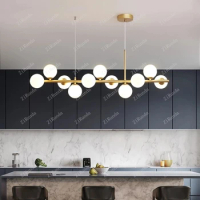 Glass ball LED pendant lamp magic bean kitchen, living room, dining room pendant lamp gray black hanging lamp