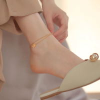 Gelang 2 Layer Kaki Titanium Wanita Model Koin Cina Anti Luntur Anti Karat Selamanya, Asesories Perh