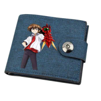 Boy Gril Coin Purse Anime High School DxD Cartoon Wallet Canvas Teenager Casual Cash Holder Bi-Fold Buckle Short Wallet