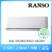 RANSO 聯碩 3-5坪R32耀金防鏽一級變頻冷暖分離式(RAI-VR28H/RAO-VR28H)
