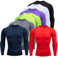 Men Training Jogging Shirts Compression Running T Shirt Sportswear Quick Dry Rashgard Fitness Tight Long Gym Sleeve Sport Tshirt