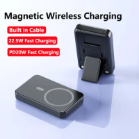15W Magsafe Wireless Charger PD22.5W Fast Charging Power Bank For iPhone 15 14 Samsung Huawei Xiaomi Powerbank with Cable Holder