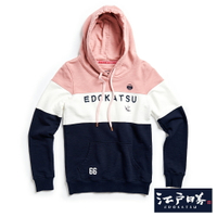 EDOKATSU江戶勝  三色剪接連帽長袖T恤-男款 粉紅色