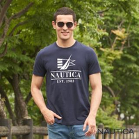 【NAUTICA】男裝 大旗語LOGO圖騰短袖T恤(深藍)