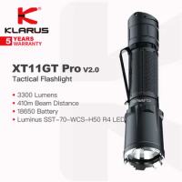 Klarus XT11GT Pro V2.0 Outdoor/Tactical Dual-Setting Flashlight with Striking Bezel,3300 Lumens 410m Beam Distance,18650 Battery