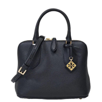 【TORY BURCH】TB SWING MINI 荔枝紋拉鍊手提斜背包貝殼包(黑色/贈原廠防塵袋紙袋/母親節送禮)