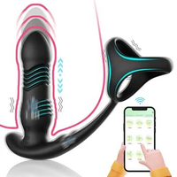 Thrusting Prostate Massager Anal Vibrator Butt Plug Dildo Cock Ring Telescopic Anal Plug Dildo Male Prostate Vibrator Male Toys