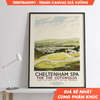 Tranh treo tường, Vintage Travel England Cheltenham Spa 1948 Poster - Retro Wall Art, tặng kèm đinh