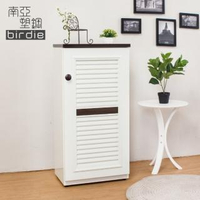【南亞塑鋼】1.6尺單門百葉塑鋼收納置物櫃/隙縫櫃/鞋櫃(白色+胡桃色)