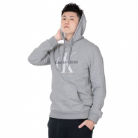 Calvin Klein 經典印刷LOGO文字連帽T恤-灰色