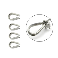 4pcs Stainless Steel M2 to M12 Silver Cable Wire Rope Clamp Thimbles Rigging Hardware Chicken Heart Ring Fixing Workpiece