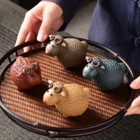 宜興紫砂綿羊茶寵 手工雕塑寓意吉祥工藝品 茶盤茶玩茶道擺件可養