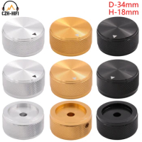 1pc 34x18mm CNC Machined Solid Aluminum Pointer Knob Button Cap for Audio Amplifier Speaker Turntable DAC CD Potentiometer Vol