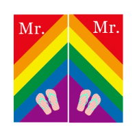 Cool Gay Couple Wedding Gift Rainbow Mr and Mr Gay Lesbian LGBT Pride Beach Travel Towel Honeymoon Microfibre Shower Bath Towel
