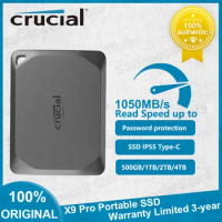 NEW Crucial X9 Pro Portable SSD 1TB 2TB 4TB Up to 1050MB/s Read USB 3.2 External Solid State Drive for PC Mac with Mylio Photos+