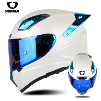 SOMAN หมวกกันน็อคสำหรับผู้ชาย หมวกกันน็อคแข่งมอเตอร์ไซค์ กระจกไฟเบอร์ สองชั้น 3C/DOT การรับรอง