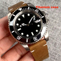 Vintage Titanium Material Case Automatic 24 Jewels NH35 Sapphire Lume Mark Waterproof Watch Men 120 Clicks Bezel reloj hombres