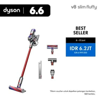 Dyson V8 Slim Fluffy Cordless Vacuum Cleaner (Nickel/Red) - Penyedot Debu Ringkas & Ringan | Daya hi