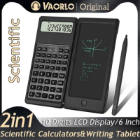 New 2 IN 1 Foldable Scientific Calculators 10 Digits LCD Display With 6 Inch Writing Tablet Stylus Pen Support Erase Button Lock