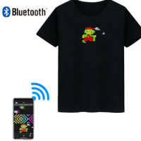 Full Color RGB Bluetooth Led Flash Light T-shirt Advertising Shirt Rechargeable Built-in Scrolling Text Message Display Board
