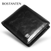 Bostanten Men's Three Fold Oil Wax Leather Classic Wallet Valentine's Day Gift