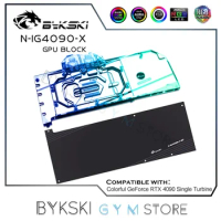 Bykski GPU Water Cooling Block Compatible Colorful GeForce RTX 4090 Single Turbine card, VGA Cooler With Backplate N-IG4090-X