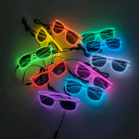 1Pcs Light Up LED Glasses with Dark Lens Neon EL Wire Glow Glasses Glow in The Dark Glow Favors Supplies for Kids Adults
