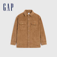 【GAP】男童裝 純棉燈芯絨長袖襯衫-卡其色(780255)