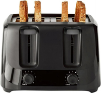 4-Slice Toaster - Black Stainless Steel with 6 Browning Settings, Extra-Wide Slots, Removable Crumb 