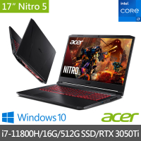 【Acer 宏碁】AN517-54-75TM 17.3吋獨顯電競筆電(i7-11800H/16G/512G SSD/RTX 3050Ti-4G/Win10)