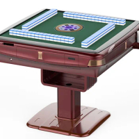 Automatic foldable games table electric mahjong table Chinese majiang games Champagne gold aristocratic red table
