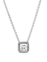 สร้อยคอ Silver necklace with clear cubic zirconiaสีเงิน
