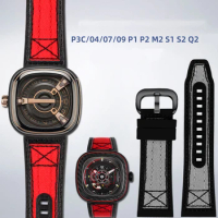 28mm Canvas Watch Strap For Seven Friday P3C/04 P3 09/07 M1/M2 S1Q/Q2 P1/P2/S2 Bracelet Waterproof Nylon Leather Watch Band Belt