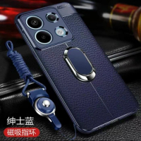 Magnetic Case For Redmi Note 13 4G Case Holder Ring Phone Cover For Xiaomi Redmi Note13 PU Soft Silicone Shell Shockproof Bumper