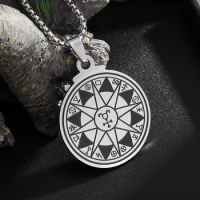 Stainless Steel Sun Astrology Rune Pendant Necklace for Men and Women Ethnic Style Wealth Amulet Trendy Jewelry
