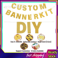 Customize Banner Gold Alphabet Letter DIY Glitter Banner Name Phrase Nama Banner Flag Party Flags Bu